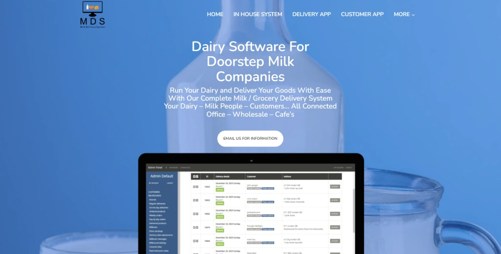 milk delivery software, milk delivery system, milk delivery solutinos